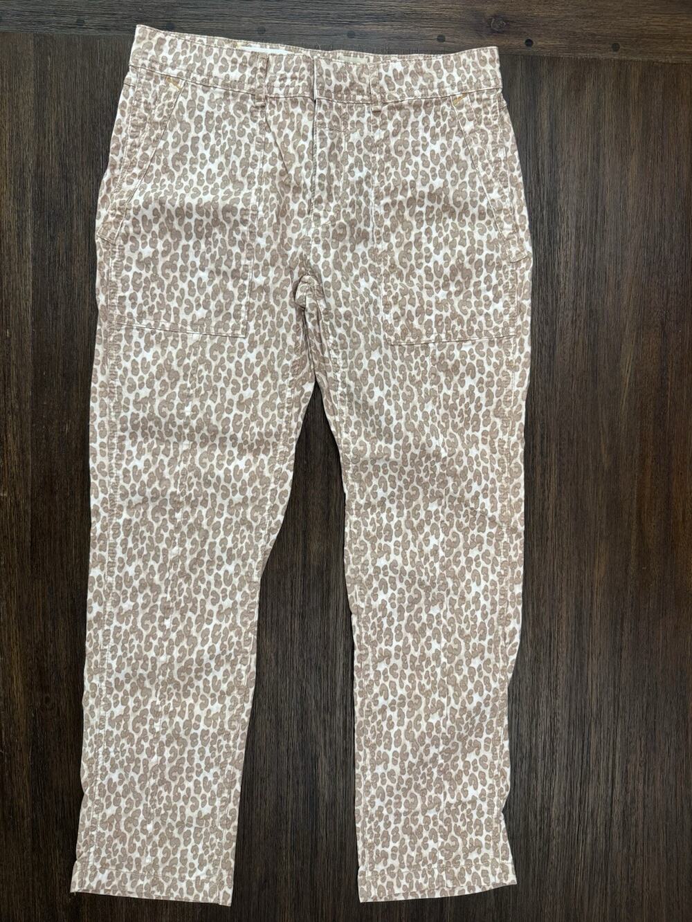 Anthropologie The Wanderer Pants Womens 27 Leopard Print Tan Utility